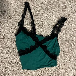 Green lace tank top